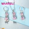 Silver Color Jewelry Sets for Woman Girls Shining Austrian Crystal Cute Cat Pendant Necklace Huggie Earring - Image 26
