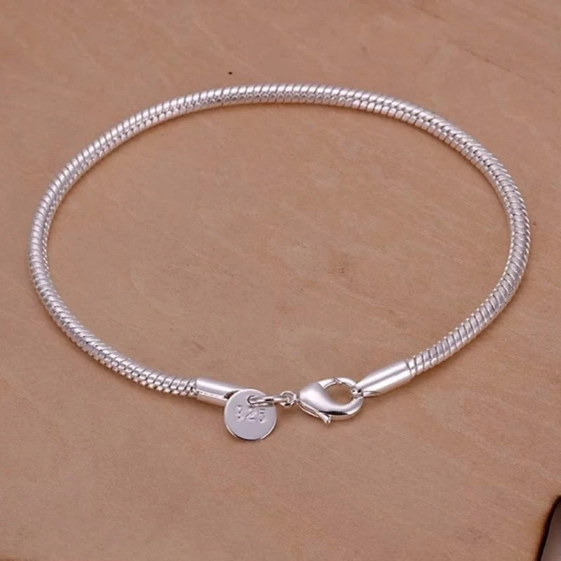 silver 3MM Snake Chain Bracelet Men Hip Hop Simple Bracelet For Women Charm Punk Party Jewelry - Image 1