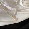 Imitation Pearl Necklace with Heart Pendant - Image 5