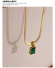 Geometric Square Cubic Zirconia Drop Snake Chain Collar Necklace Golden Jewelry Pvd Bulk Price - Image 23