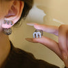 Letter M Stud Earrings Ear Buckle Inlald Rhinestone Earrings for Women Party Banquet Ear Jewelry Gifts K - Image 4