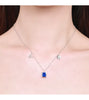 Modian Exquisite Square Blue Zirconia Pendant 100% 925 Sterling Silver Constellation Taurus Necklace Link Chain For Women Gift