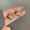 Charm Irregularity Fold and Wrinkle Metal Block Stud Earrings for Women Personality Korea Earring Jewelry Accessories - Image 1