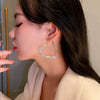 Sliver Color Shiny Crystal Heart Earrings for Women Exaggerated Personality Big Love Hoop Earrings Wedding Party Jewelry - Image 2