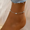 Plated Gold Stainless Steel Anklet White Round Zircon Open Anklet O-Chain for Women Jewelry Beach Party Collocation - Image 2