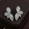 Shiny Micro-set Zircon Leaf Earrings for Women CZ Symmetrical Earring Wedding Jewelry - Image 3