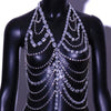 Luxury Crystal Halter Top Chest Chain Bikini Underwear Hollow Rhinestone Body Jewelry Bra Lingerie for Women Party Rave Outfit