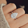 Pear-Cut Cubic Zirconia Ring with Pavé Band in Silver-Tone - Image 3