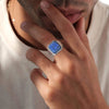 Stylish Square Stone Signet Rings for Men, Stainless Steel Metal Finger Ring Party Gift Jewelry - Image 2