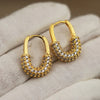 Full Crystal Geometric Stud Earrings for Women Jewelry Zirconia Letter Earrings Party Accessories - Image 2