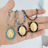 Virgin Mary Stainless Steel Pendant Charm Necklace Women Choker Beads Chain Gold Silver Color Rainbow Colorful Jewelry - Image 2