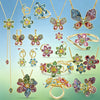 Colorful Zircon Floral Butterfly Necklace Earrings Bracelet Ring Ladies Garden Style Accessories - Image 1