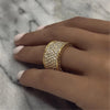 Wide Promise Rings for Women Pull Paved CZ Sparkling Wedding Bands Rings Silver Color/Gold Color Jewelry - Image 1