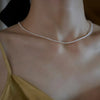 Ywyc 2.5-3.5mm Rice Shape Freshwater Pearl Necklaces 40cm Length Silver Collar Necklaces for Women Jewelry Gift - Image 1