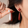 Vintage Red Resin Imitation Pearl Drop Earrings for Women Water Drop Long Hanging Earrings Suitable for Wedding Party Wear - Image 1