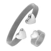 Heart Bracelets Cuff Mesh Adjustable Opening Bangle Heart Love Mesh Rings For Women Men Lover Couple Wedding Jewelry Set - Image 2