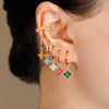 2PCS Zircon Flower Pendant Hoop Earrings for Women Simple Sweet Stainless Steel Earring Piercing Jewelry - Image 1