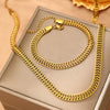 Stainless Steel Set Double Layers Chunky Chain Necklace Bracelet Combo Set Creative For Women Jewelry Party Matching - Image 3