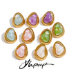 Candy Multi-Color Resin Acrylic Heart Stud Earrings Golden Stainless Steel Jewelry Blue White Pink Purple Green - Image 1