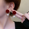 Elegant Shiny Rhinestone Dangle Earrings Tassel Pearl Korean Style Earrings Bow Red Rose Bow Stud Earrings Wedding Accessories - Image 18