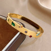 Irregular Colorful Zircon Cuff Bangle for Women Stylish Gold Plated Stainless Steel Smooth Wrist Bracelets Jewelry - Image 5