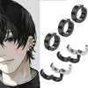 2pcs Anime Chainsaw Man Yoshida Hirofumi Cosplay Ear Clip Earrings Women Men Punk Black No Pierced Fake Ear Circle Pop Jewelry - Image 1