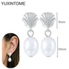 Silver Needle Pearls Stud Earrings For Women Geometry Pearls Pendant Earings Jewelry Party Gifts - Image 21