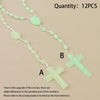 12-Piece Plastic Rosary Bead Necklace Set with Cross Pendants in Multiple Colors - Image 8