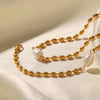 316L Stainless Steel Vintage Fake Round Pearl Beads Chain Necklace Bracelet Single Pearl Pendant Jewelry Set for Party - Image 4