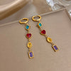 Greatera Double-layer Stacked Zirconium Heart-shaped Pendant Tassels Necklace Earrings Colorful Rhinestone Valentine's Day Gifts - Image 7