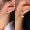 Gold Plated Stainless Steel Huggie Hoop Earrings for Women Chic Vintage Natural Stone Charms Jewelry - Image 24