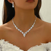 Women's Rhinestone Sparkling Earrings Necklace Bracelet Ring Jewelry Set Wedding Banquet Party Holiday Gift - Image 2