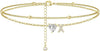 CZ Ankle Bracelets for Women Gold Plated CZ Initial Dainty Layered Heart Anklets Foot Chain Summer Beach Jewelry - Image 29
