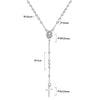 Stainless Steel Long Necklace Virgin Mary Cross Pendant with 35cm+15cm Extender Bead Chain Jewelry - Image 9