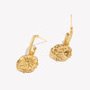 Embossment Square Fire Sun Charm Pendant Drop Hoop Earrings Vintage Small Golden Hook Earrings For Women - Image 2