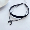 Sweet and cute black acrylic Moon Crescent pendant velvet strap double layer wear choker neck strap collar choker necklace women - Image 6