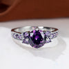 Purple Crystal Champagne Zircon Round Stone Rings For Women Classic Silver Color Wedding Band Engagement Jewelry Birthstone Gift - Image 1