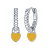 Huggie Silver Ear Needle Enamel Heart Pendant Hoop Earrings Circle Micro Set Zircon Earrings for women Gift - Image 22