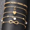 5 Pcs Metal Butterfly Star Heart Pendant Anklets Set Bohemia Vintage Pearl Pendant Foot Bracelet Beach Woman Jewelry - Image 4