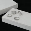 A Girl 4Pcs/set Creative Silver Color Zirconia Clip on Earrings for Women Geometric Ear Cuff Without Piercing Girl Jewelry - Image 4