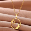 Stainless Steel Geometric Necklace For Women Sun Sunflower Pendant Clavicle Chain Aesthetic Jewelry Accessories - Image 7
