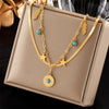 Meyrroyu 316L Stainless Steel Hip Hop PunkVintage Multilayer Coin Pendant Necklace For Women Double Layer Chain Necklace Jewelry - Image 13