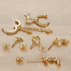 6PCS Stainless Steel Chain Star Moon Hoop Earrings Set For Women Cubic Zirconia Pendant Cartilage Earring Piercing Jewelry - Image 5