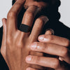 14mm Square Signet Ring for Men Boys, Black Stainless Steel with Enamel Stamp Finger Band, Punk Simple Male Ring - Image 2