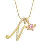 Letter Necklace for Women Pink Zircon Heart-shaped Pendant Suitable for Girls to Wear Personalized Gold-plated Jewelry - Image 25