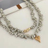 Two-Piece Irregular Bead Necklace Set with Heart Pendant - Image 13