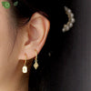 Silver Needle Minimalist Square Sign Pendant Hoop Earrings for Women Gold Earrings Party Jewelry - Image 1