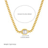 316L Stainless Steel Square Large Pearl Necklace Earrings Ring For Women Girl Party Gift Jewelry Set - Image 2