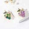 Purple Green Crystal Zircon Grape Brooches For Women Cute Fruit Brooch Suit Coat Lapel Pin Badge Clothing Accessories Jewelry - Image 3