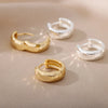 Small Stainless Steel Chunky Hoop Earrings in Gold-Tone and Silver-Tone - Image 3